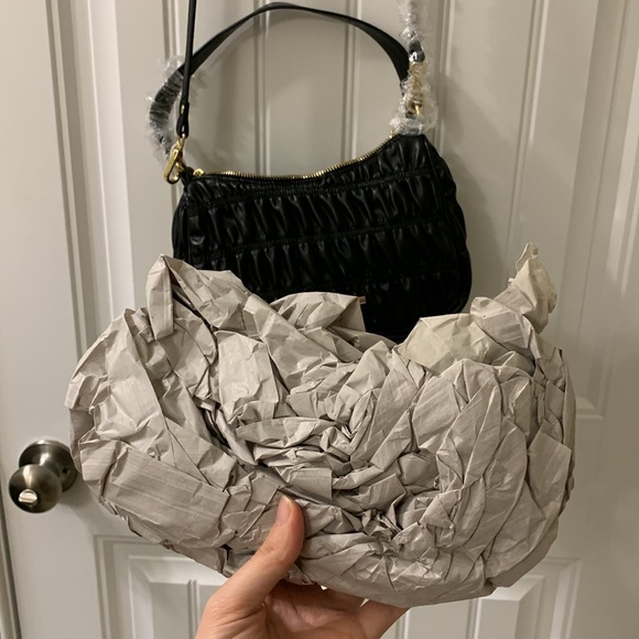 Prada Like Steve Madden Black Crinkle Leather Crossbody - Picture 9 of 13